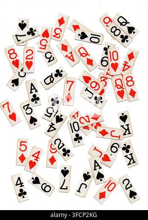 Angoli di carte da gioco vintage isolati su uno sfondo bianco. Foto Stock