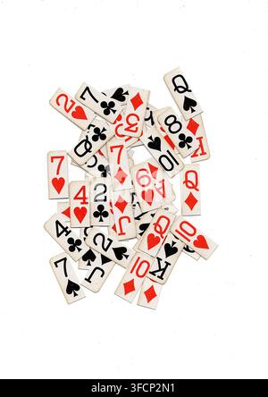Angoli di carte da gioco vintage con spazio per testo o copia isolati su sfondo bianco. Foto Stock