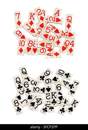 Angoli di carte da gioco vintage isolati su uno sfondo bianco. Foto Stock