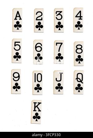 Angoli di carte da gioco vintage nel seme di fiori isolati su uno sfondo bianco. Foto Stock