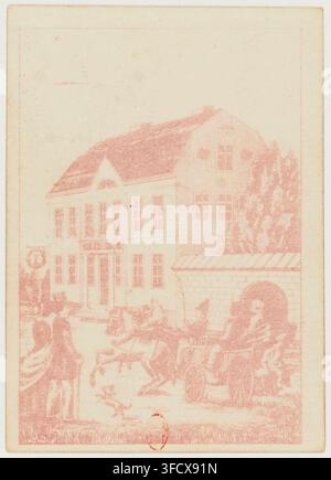 Una stampa di gioco di carte svedese a cuckoo, incisa e colorata in blu e rosa, del 1860. Foto Stock