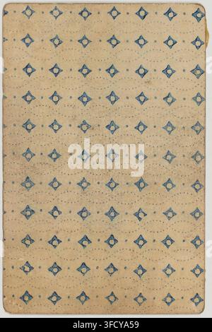 Una pagina a motivi con forme di diamanti blu, dal set "Jeu de cartes au portrait officiel de 1816", un'incisione stampata nel 1816. Foto Stock