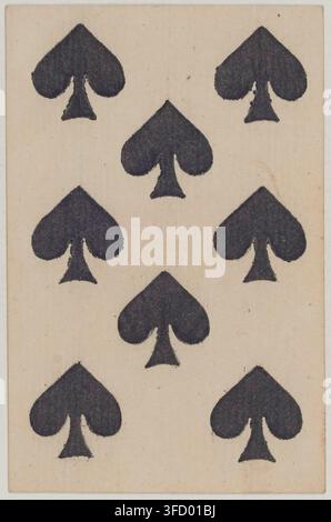 Un'incisione del 1816 tratta dalla serie "Jeu de cartes au portrait officiel français à une tête de 1816" di Gatteaux, raffigurante otto simboli di picche. Foto Stock