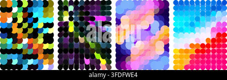 Banner verticali astratti con motivi a mosaico colorati e design texture di arte pixel geometrica vivace Illustrazione Vettoriale