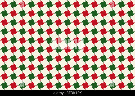 Motivo Pepita nei colori verde e rosso natalizi. Plaid o sciarpa, tovagliolo o tovaglia, stampa di carta da regalo. Ornamento classico in cotone, tweed o flanella. Illustrazione piatta vettoriale. Illustrazione Vettoriale