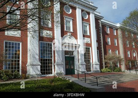Ingresso al Bloomberg Center della Harvard University Business School Foto Stock