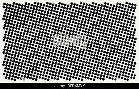 Illustrazione di motivo vettoriale a punti mezzotono neri isolati su sfondo bianco, elemento di design della texture a griglia di punti monocromatico per l'arte grafica Illustrazione Vettoriale