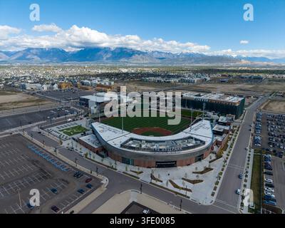 South Jordan, Utah, USA - 14 aprile 2026: Il Ballpark all'America First Square è pronto. Foto Stock