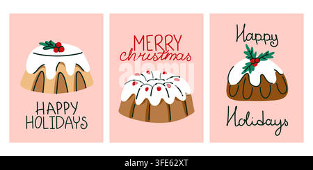 Buon Natale Biglietto scritto a mano in una giocosa scrittura rossa per biglietti festivi e celebrazioni stagionali. Illustrazione vettoriale Illustrazione Vettoriale