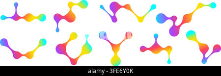 Metabolla geometrica astratta che fonde un blob organico fluido, caratterizzato da un punto circolare che collega un'illustrazione vettoriale a linea. Illustrazione Vettoriale