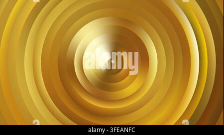 Anelli concentrici d'oro. Sfondo ondulato metallico liscio. Illustrazione Vettoriale