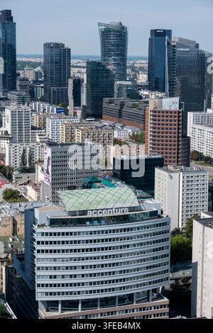 Veduta aerea del centro finanziario di Varsavia, Polonia Foto Stock