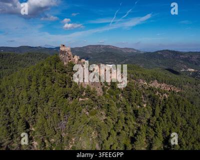 Castello di Mauz, XII secolo, Parco naturale della Sierra de Espadán, comune di Sueras, Castellón, Comunità Valenciana, Spagna Foto Stock