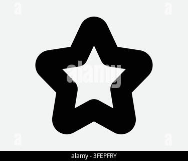 Icona a linea arrotondata a cinque punti Stella Preferito di Natale Salva Valutazione Contorno Nero Segnale vettoriale Premio Simbolo di realizzazione Illustrazione Vettoriale