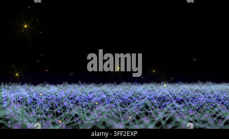 Particelle griglia low poly sfondo magico rendering 3D Foto Stock