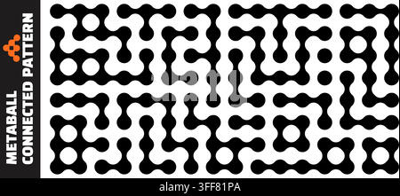 Modelli di metaball. Sfere fluide connesse, neuroni, molecole, punti o cellule liquidi. Forme geometriche moderne Illustrazione Vettoriale