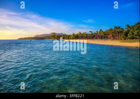 Tramonto su Bel Ombre Beach a Mauritius Foto Stock
