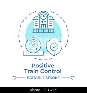 Icona concettuale blu monocromatica per il controllo positivo del treno Illustrazione Vettoriale