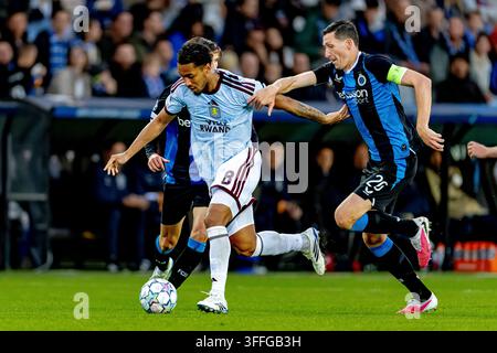 BRUGGE - Centrocampista Boubacar Kamara dell'Aston Villa FC e centrocampista Hans Vanaken del Club Brugge durante la partita della UEFA Champions League tra Club Brugge e Aston Villa al Jan Breydelstadion l'8 settembre 2026 a Brugge, Belgio. MARCEL VAN DORST / EYE4IMAGES/DeFodi Images Foto Stock