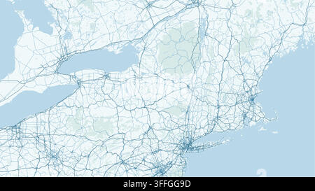 Mappa vettoriale minimalista moderna dello stato di New York NYC Albany cascate del Niagara Adirondacks fiume Hudson per poster stampati arte murale decorazione per la casa regalo design. Illustrazione Vettoriale