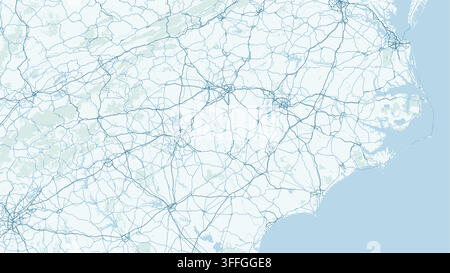Mappa vettoriale minimalista moderna dei Outer Banks delle Blue Ridge Mountains della Carolina del Nord, Raleigh Charlotte per poster stampati, arte murale, decorazione per la casa, design regalo. Illustrazione Vettoriale