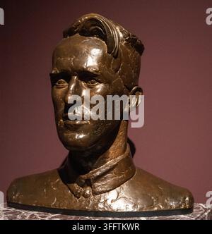 Busto in bronzo di T. E. Lawrence di Erick Kennington alla National Portrait Gallery di Londra Foto Stock