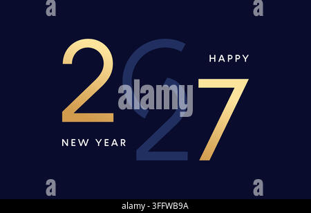 Poster Gold 2027, design per una carta di auguri di buon anno 2027 Illustrazione Vettoriale
