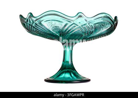 Vaso di vetro blu su sfondo bianco. Vaso di vetro isolato su sfondo bianco. Foto Stock