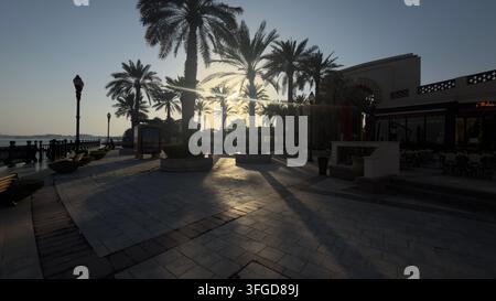 Doha, Qatar – 10 settembre 2026: La Perla di Doha. Vista della Marina e degli edifici residenziali di Porto Arabia Pearl Qatar Foto Stock