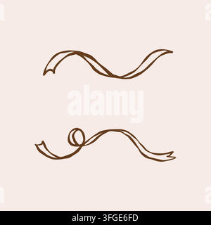 Nastri a contorno stravaganti. Set di nastri vintage. Illustrazione retrò lineare isolata in vettore. Illustrazione Vettoriale