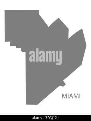Mappa vettoriale piatta moderna di Miami, Texas, Stati Uniti. Silhouette dettagliata del confine cittadino in grigio su sfondo bianco. Illustrazione Vettoriale