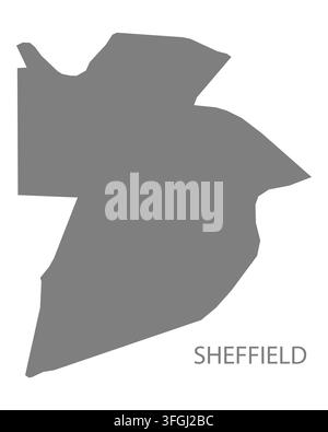 Mappa vettoriale piatta moderna di Sheffield, Texas, Stati Uniti. Silhouette dettagliata del confine cittadino in grigio su sfondo bianco. Illustrazione Vettoriale