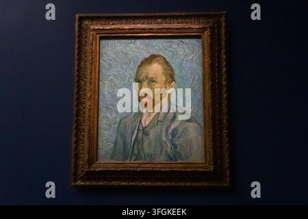 Parigi, Francia - 19 maggio 2024: Opera d'arte "Autoritratto" del 1889 di Vincent van Gogh al Museo d'Orsay a Parigi, Francia Foto Stock