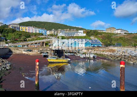 Vista della città di Ventnor dal frangiflutti Foto Stock