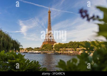 Vista panoramica della Torre Eiffel e della Senna a Parigi Foto Stock
