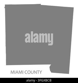 Mappa vettoriale piatta moderna della Contea di Miami, Ohio, Stati Uniti. Silhouette dettagliata del confine della contea in grigio su sfondo bianco. Illustrazione Vettoriale