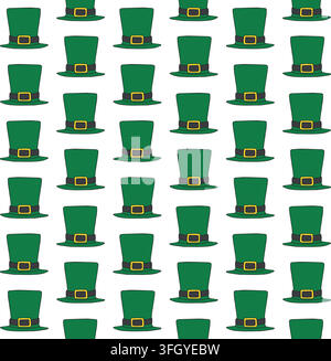 Modello senza cuciture vettoriale di cappello da leprechaun Illustrazione Vettoriale