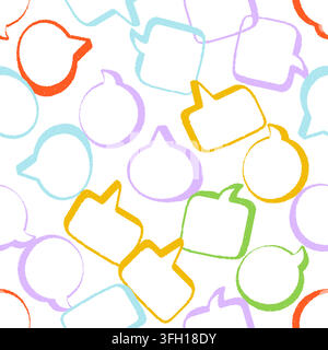 Motivo senza cuciture di palloncini parlanti. Motivo vettoriale senza cuciture in stile pixel con trame a punto Illustrazione Vettoriale