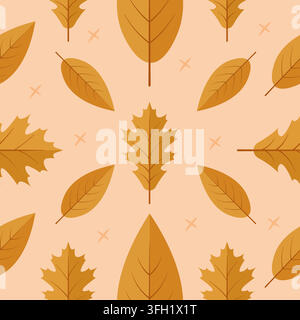 Motivo Autunnale Foglie d'Oro Illustrazione Vettoriale