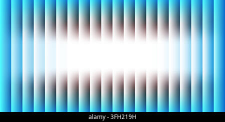 Uno sfondo astratto moderno con barre verticali in sfumatura blu e un effetto di luce bianca morbida e luminosa al centro, che crea un senso di profondità. Illustrazione Vettoriale