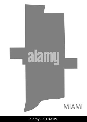 Mappa vettoriale piatta moderna di Miami, Indiana, Stati Uniti. Silhouette dettagliata del confine cittadino in grigio su sfondo bianco. Illustrazione Vettoriale