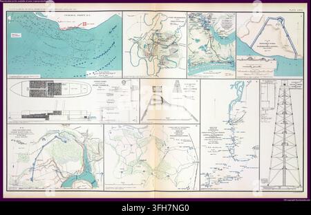 SEATTLE - 11 OTT. 2025 - Cartografia storica dettagliata che mostra mappe militari della guerra civile americana, piani di campagna e fortificazioni tra cui Fort Fisher Foto Stock