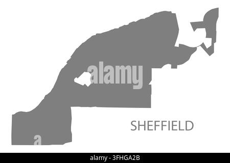 Mappa vettoriale piatta moderna di Sheffield, Alabama, Stati Uniti. Silhouette dettagliata del confine cittadino in grigio su sfondo bianco. Illustrazione Vettoriale
