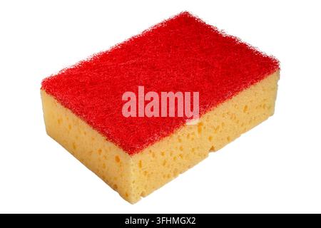 Spugna di pulizia a doppio strato con schiuma porosa e scrubber abrasivo Foto Stock