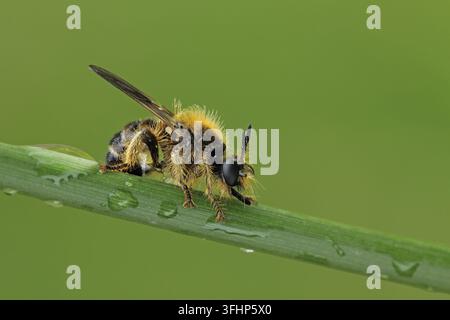 Mosca ladra bombus (Laphria flava) Foto Stock