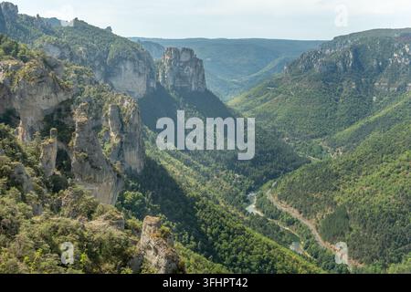 Gorges du Tarn alla fine dell'estate. Foto Stock
