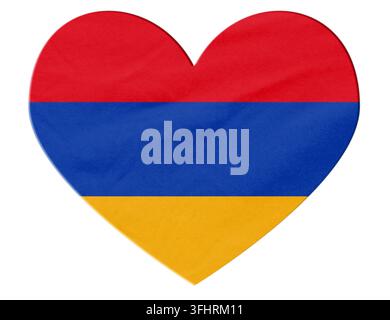 Bandiera armena a forma di cuore su sfondo trasparente Foto Stock