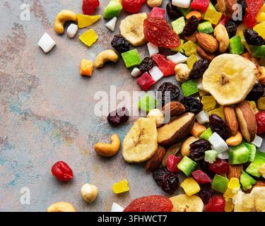 Vari frutti secchi e misture di noci Foto Stock