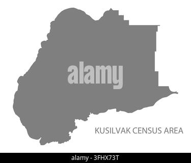 Mappa vettoriale piatta moderna dell'area censuaria di Kusilvak, Alaska, Stati Uniti. Silhouette dettagliata dei confini dell'area in grigio su sfondo bianco. Illustrazione Vettoriale