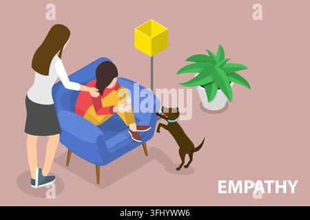 Illustrazione concettuale piatta isometrica 3D dell'empatia Foto Stock